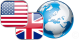 Die amerikanische Flagge, die englische Flagge sowie eine blauweiße Erdkugel, als Buttons und als Collage angeordnet, symbolisieren die Option, sich diese Seite in Englisch anzusehen.