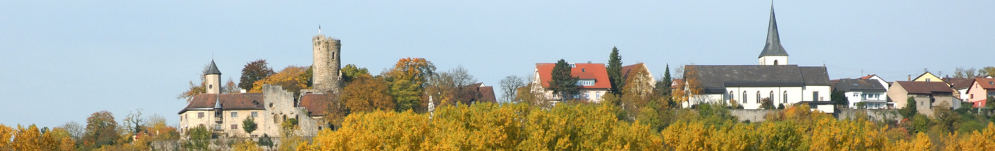It is the „skyline of Krautheim in Hohenlohe": On the left it's Krautheim Castle, on the right there is the church in the middle of homes.